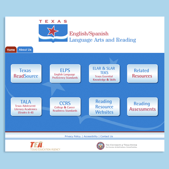Landing Page Design for Texas English Language Arts and Reading Website