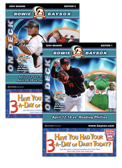 Playbill Designs for Bowie Baysox Minor League Baseball Team