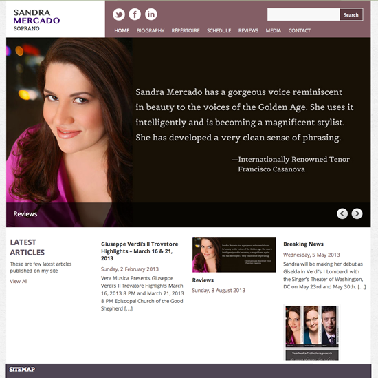 Website for Soprano Sandra Mercado