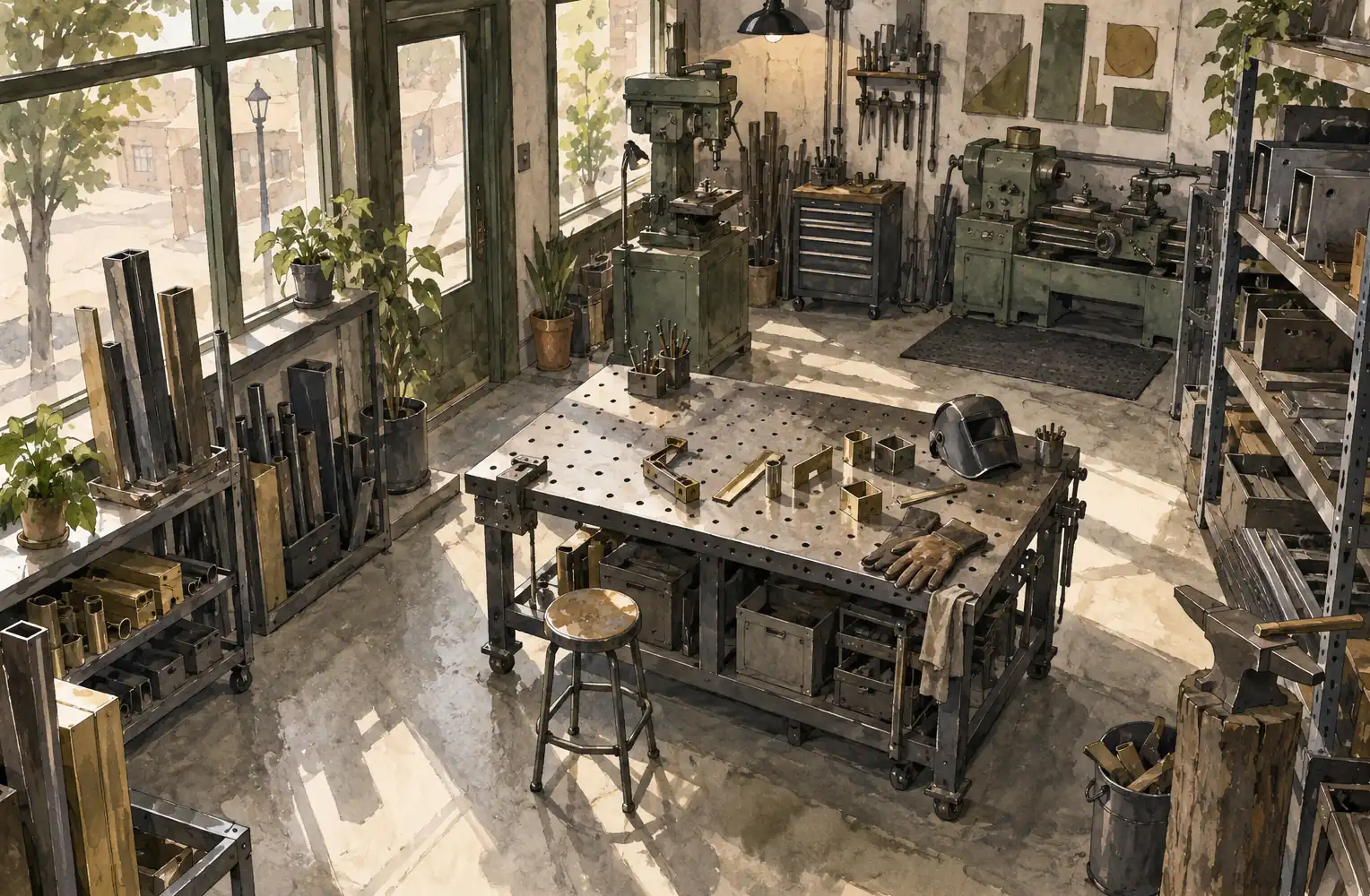 Illustration of fabrication businesses and their working space